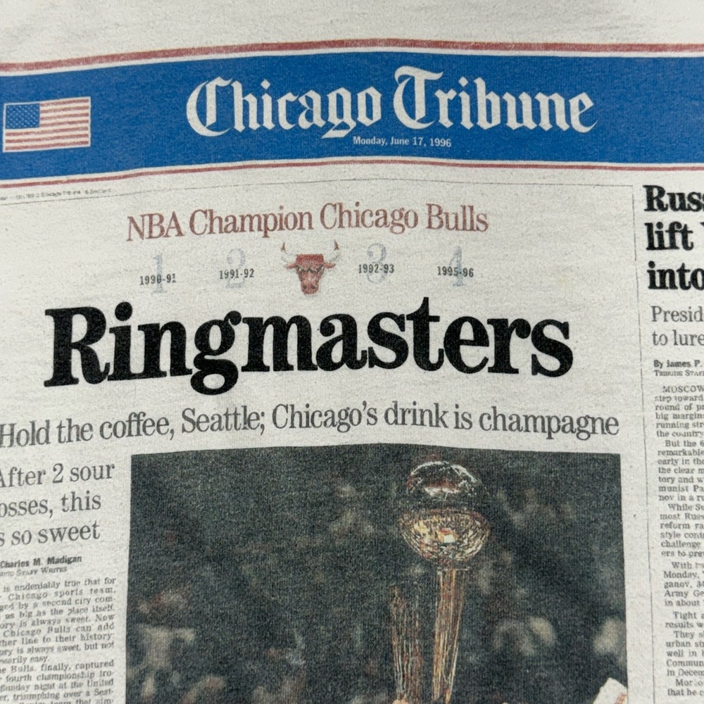Vintage Chicago Bulls 1996 NBA Championship Single Stitch T-shirt Ringmaster - Picture 6 of 13